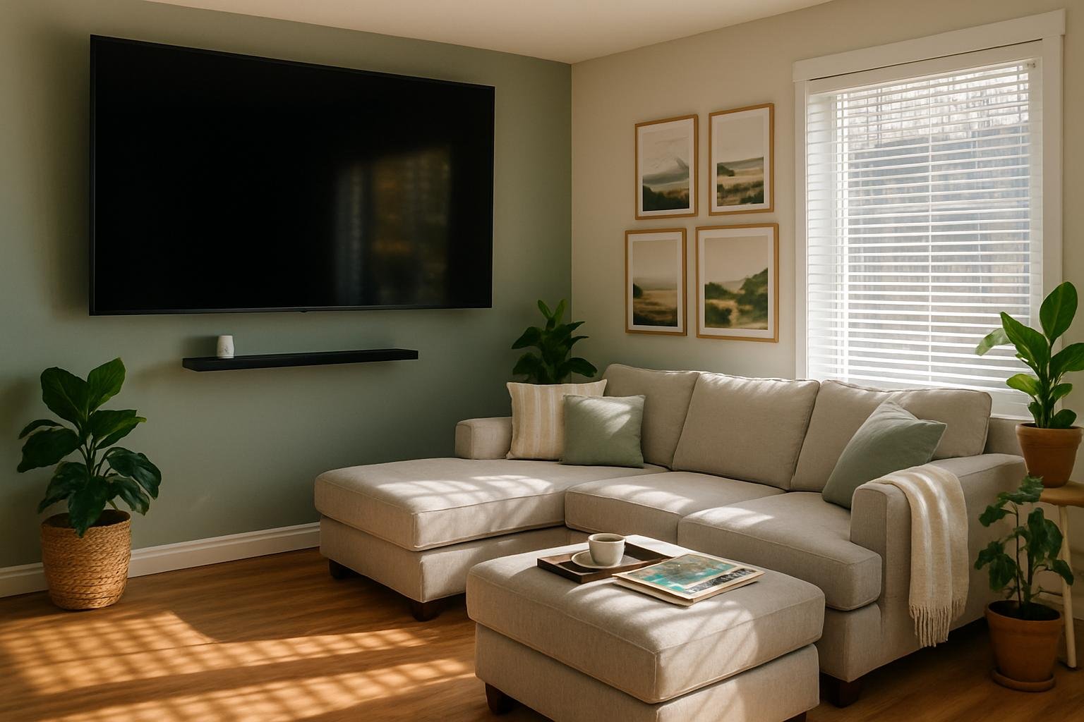 Bright living room with comfortable seating