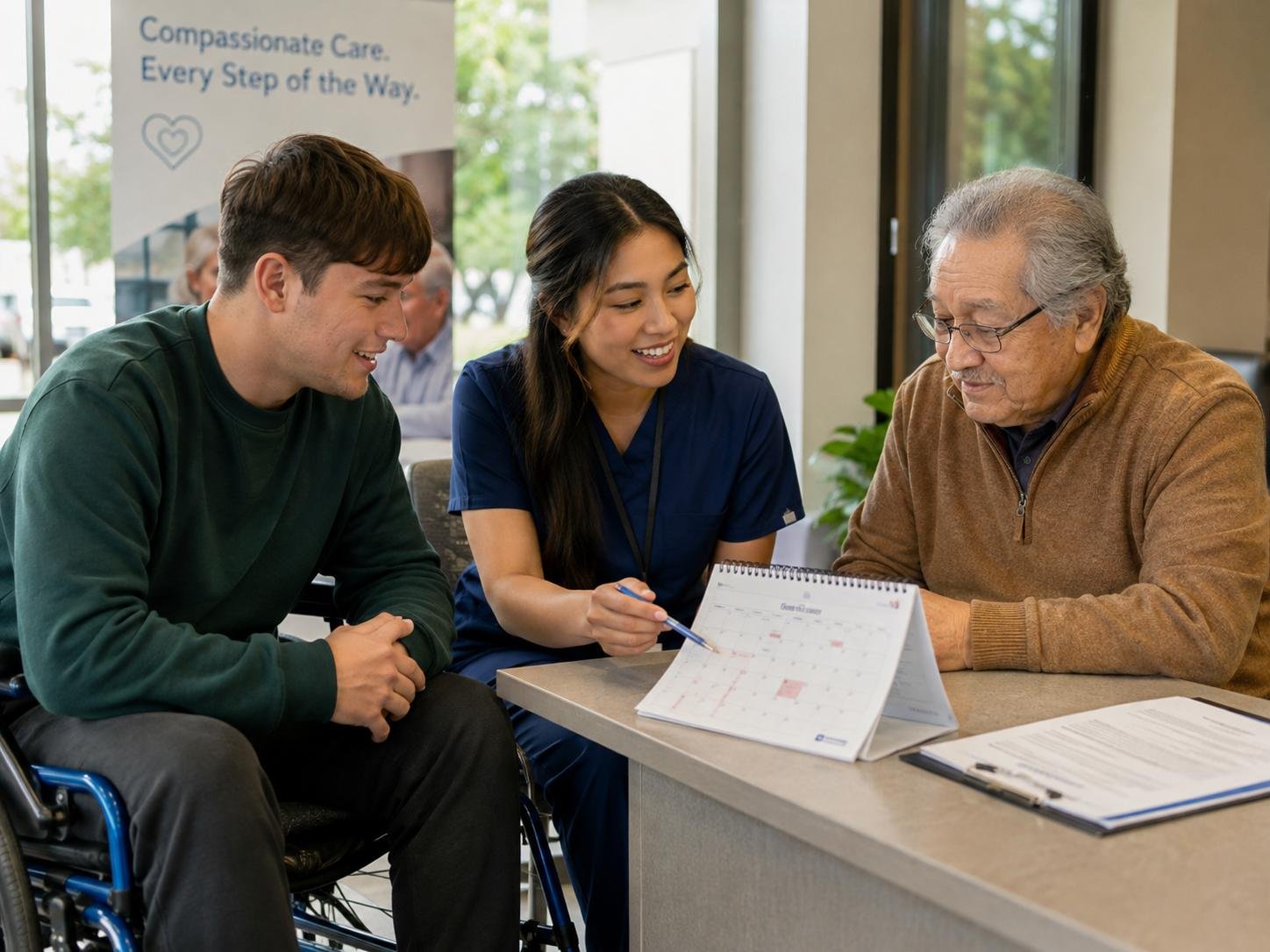 A provider walking a family through a care plan